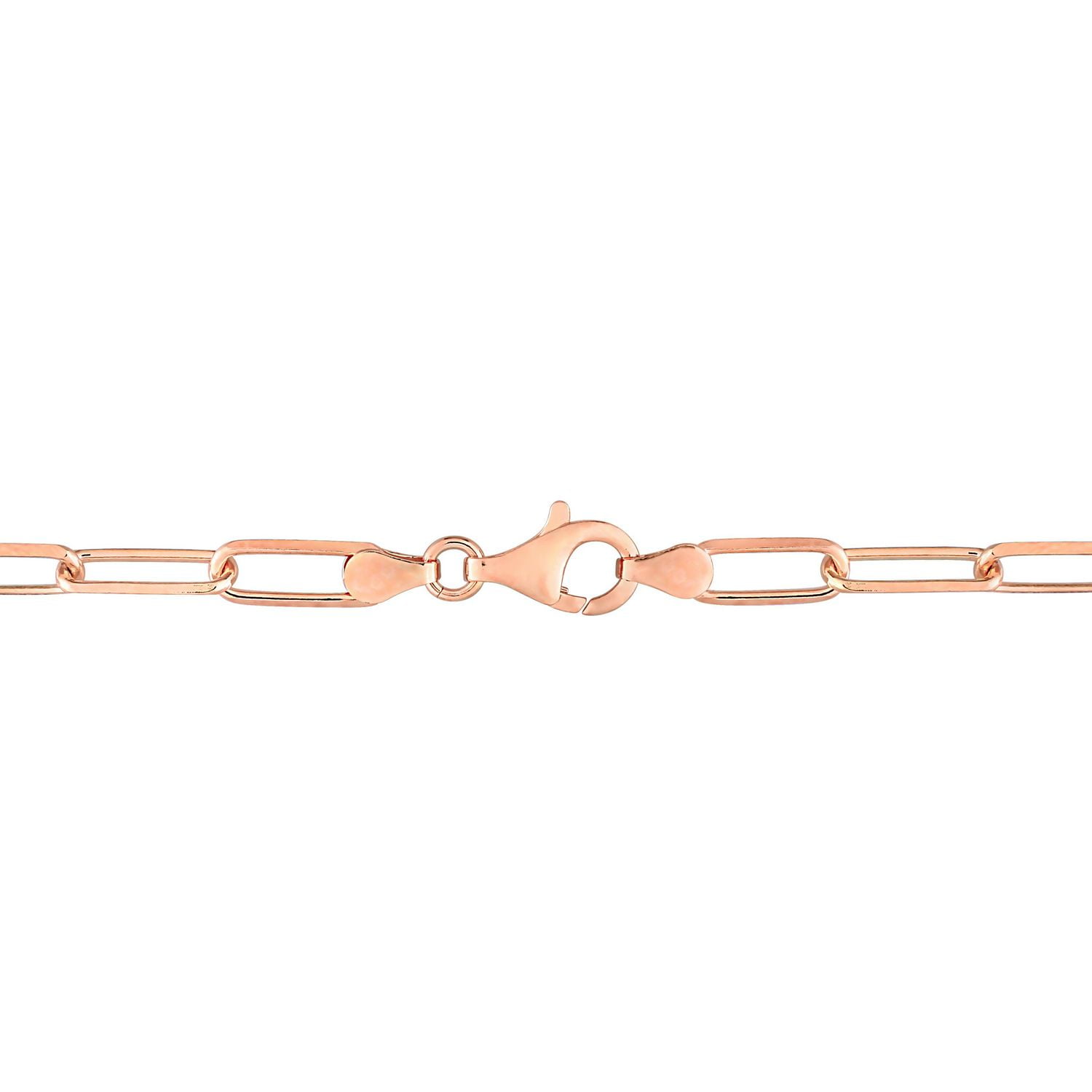 Miabella 18K Rose Gold Plated Sterling Silver Diamond Cut Paperclip Necklace