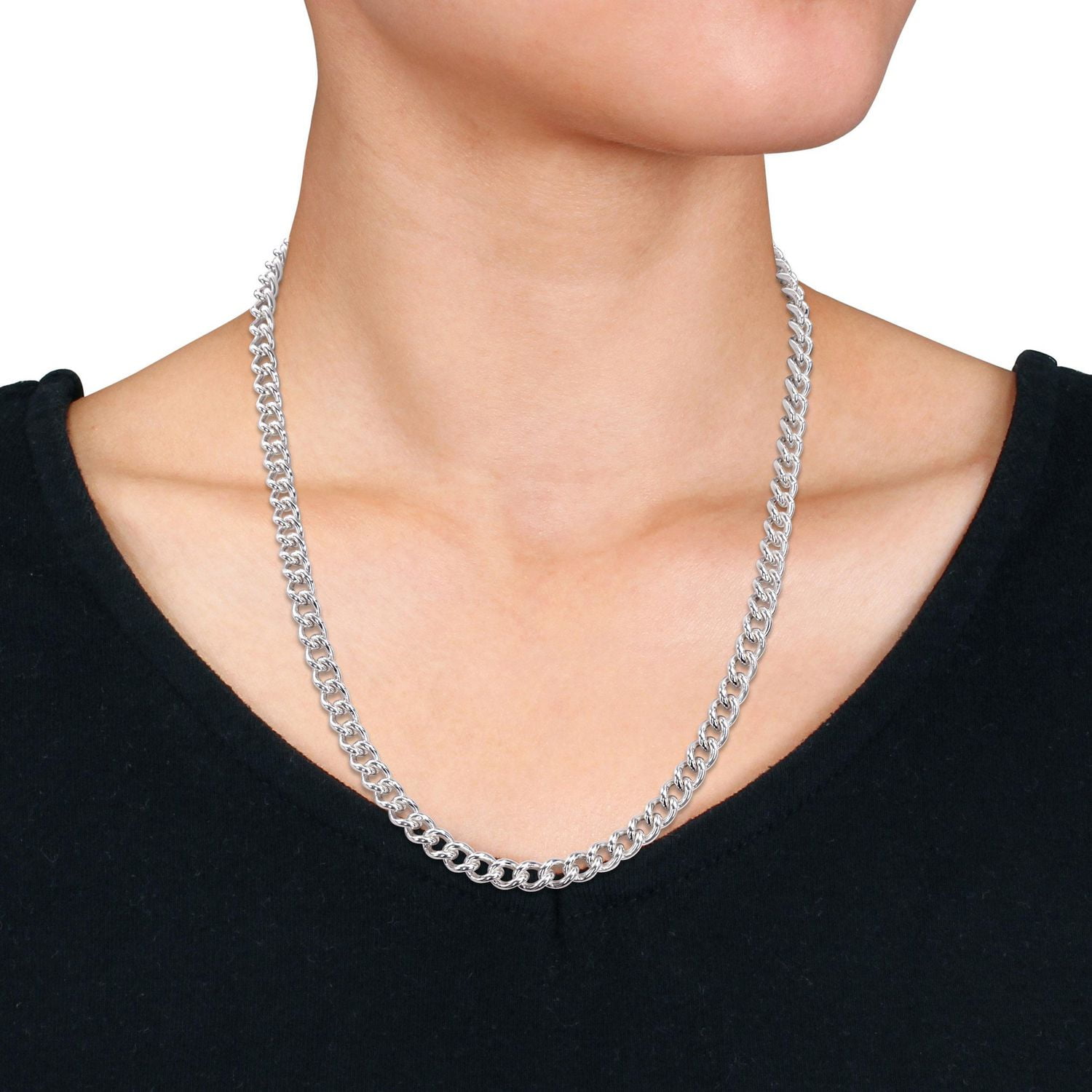Collier en chaîne à maille plate de Miabella en argent sterling