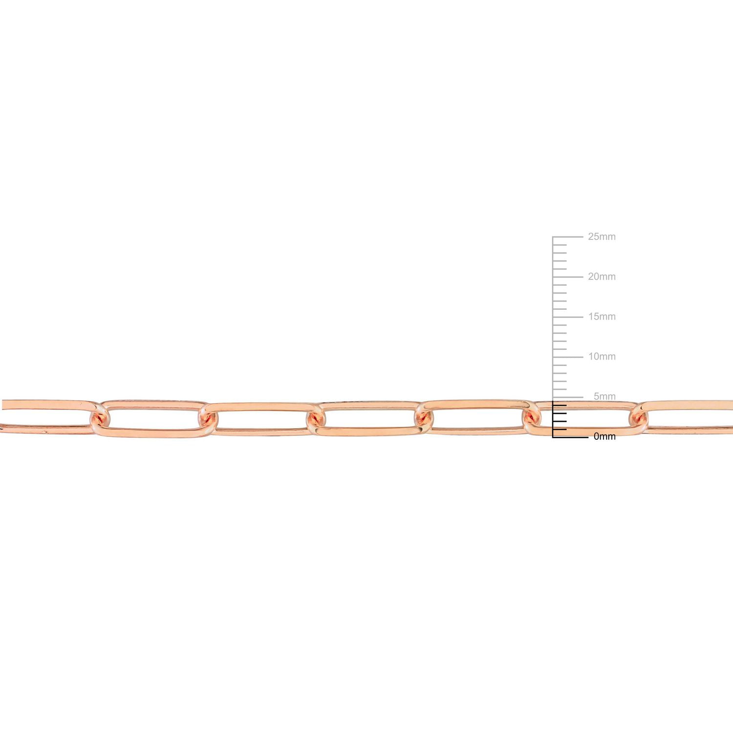 Miabella 18K Rose Gold Plated Sterling Silver Diamond Cut Paperclip Necklace