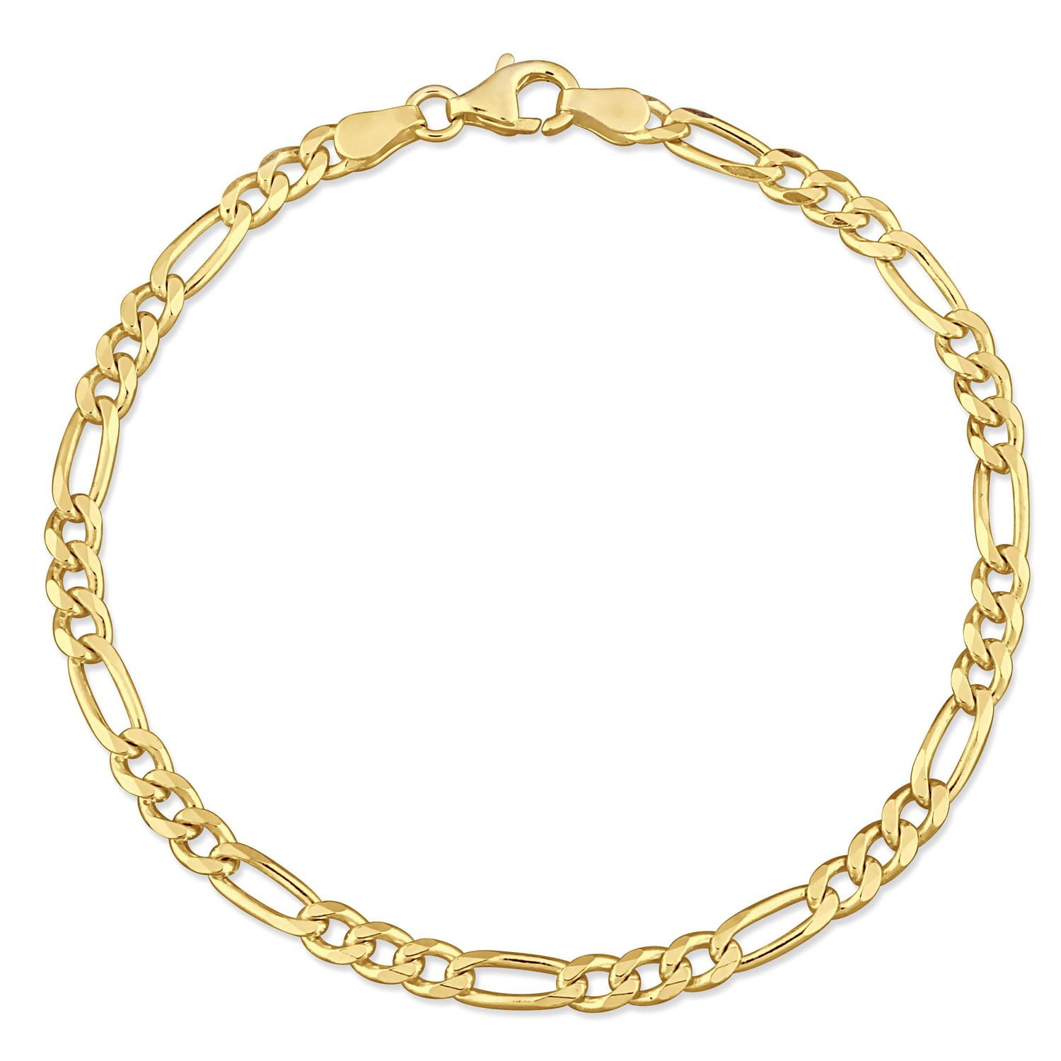 Miabella 18K Yellow Gold Plated Sterling Silver Figaro Bracelet