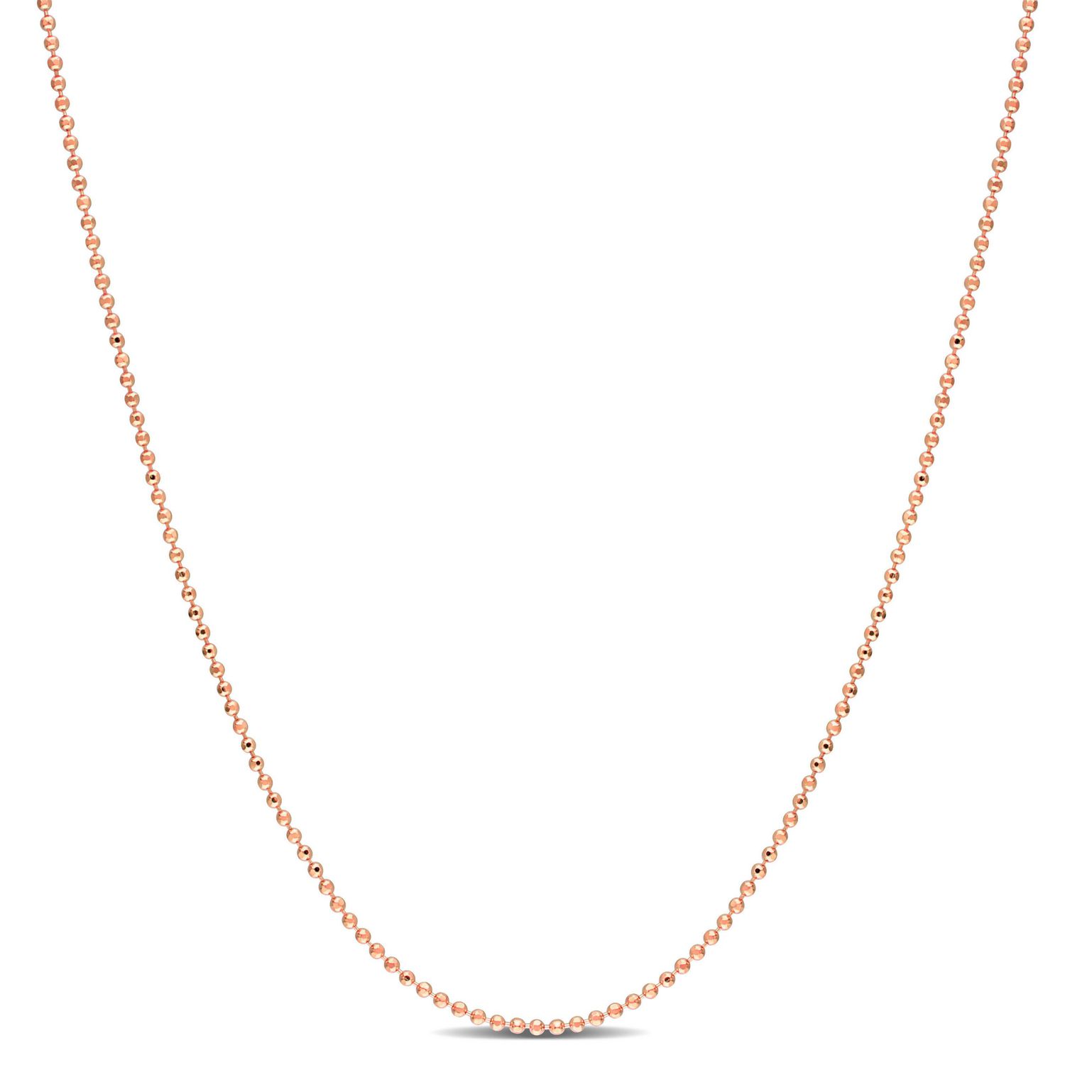 Miabella 18K Rose Gold Plated Sterling Silver Ball Chain Necklace