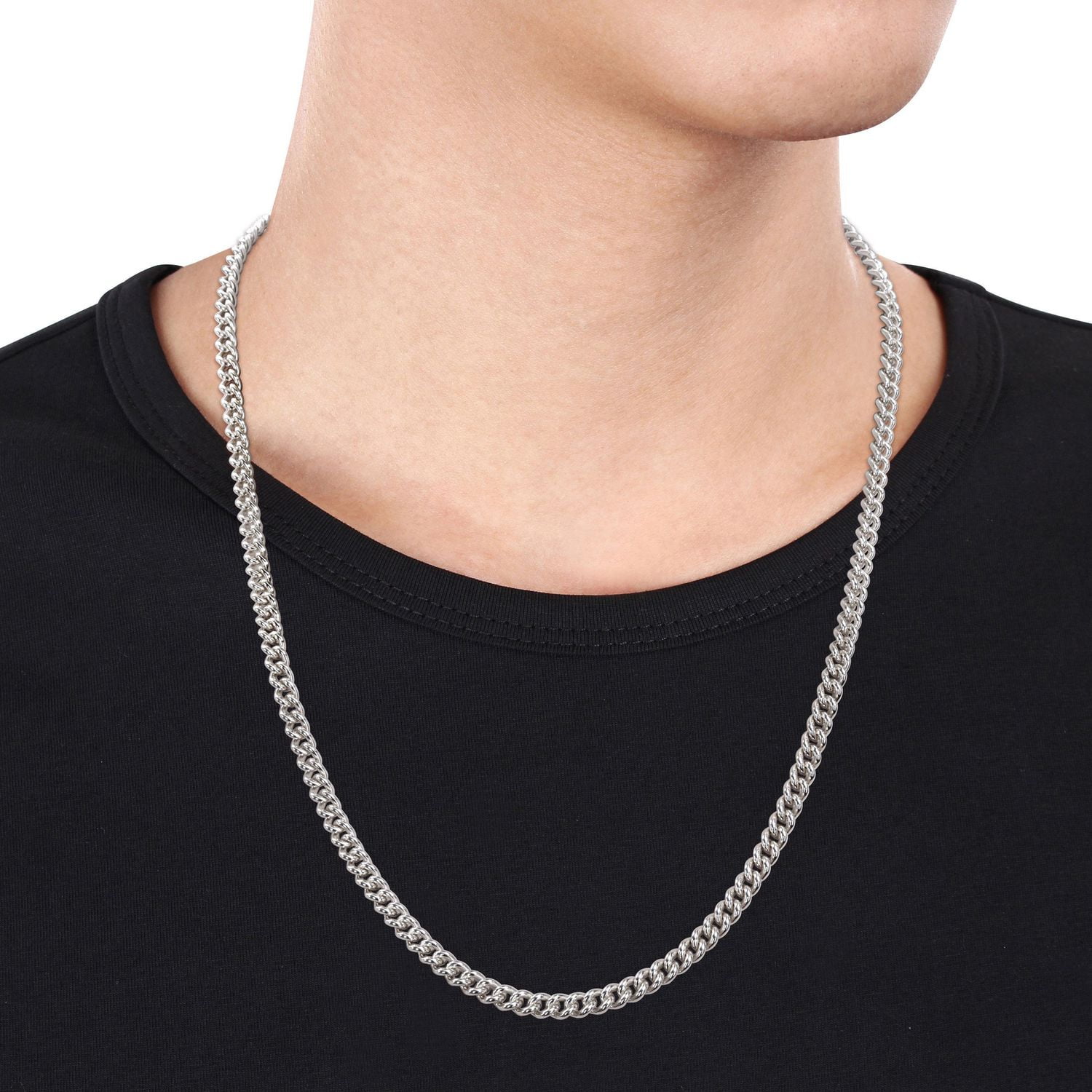 Miabella Sterling Silver Curb Link Necklace