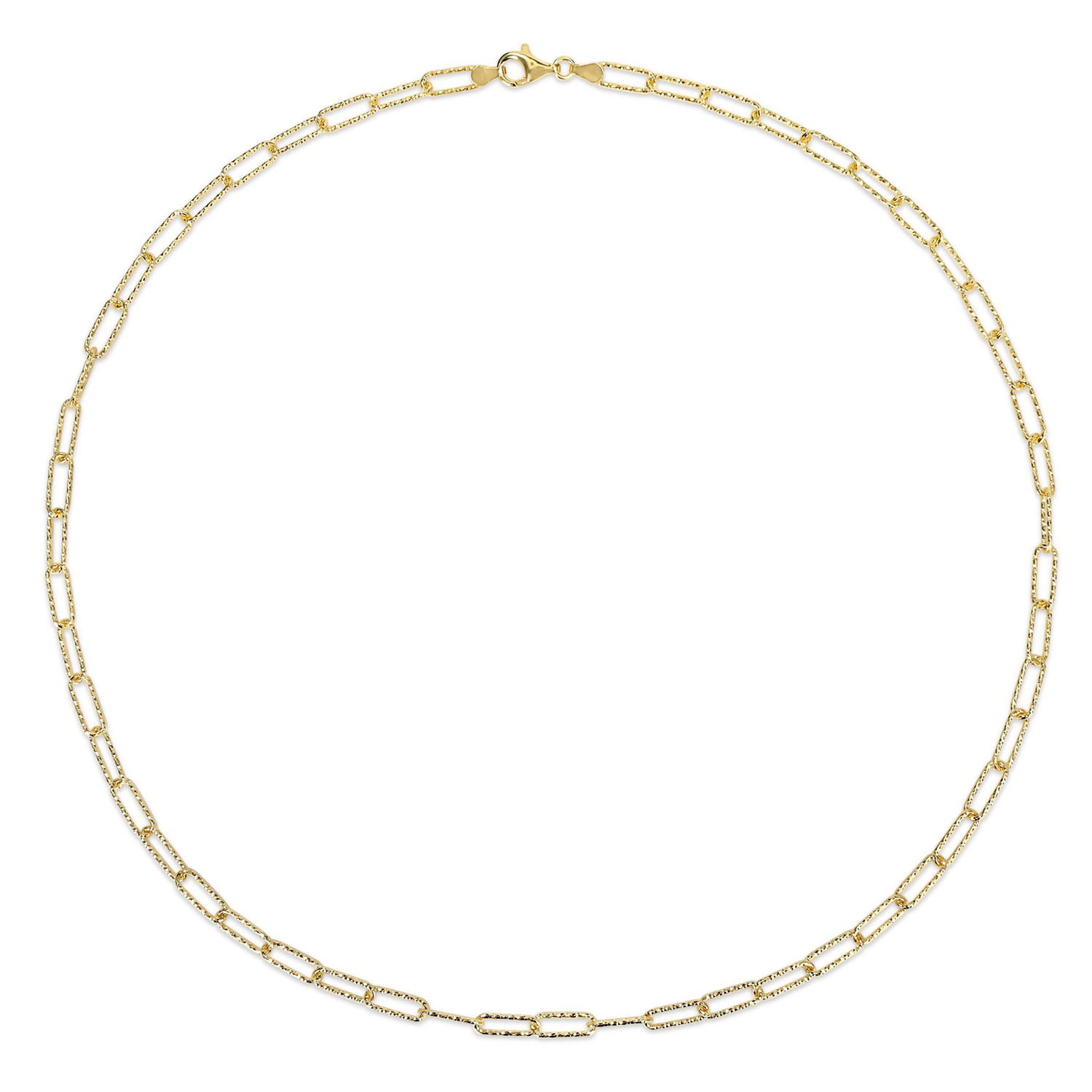 Miabella 18K Yellow Gold Plated Sterling Silver Paperclip Necklace