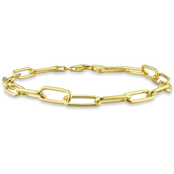 Bracelet en forme de trombone pour homme de Miabella en argent sterling plaqué or jaune 18K