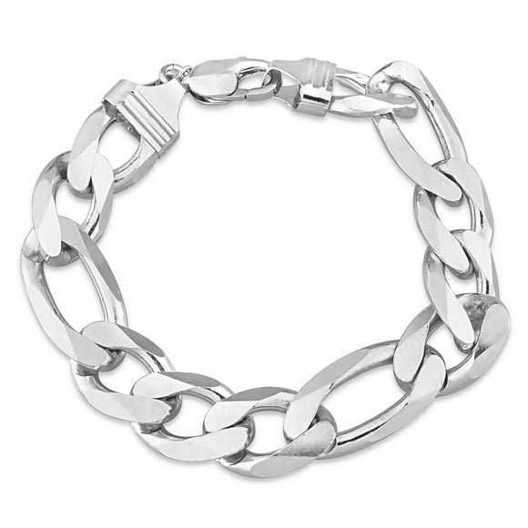 Miabella Sterling Silver Figaro Men's Bracelet