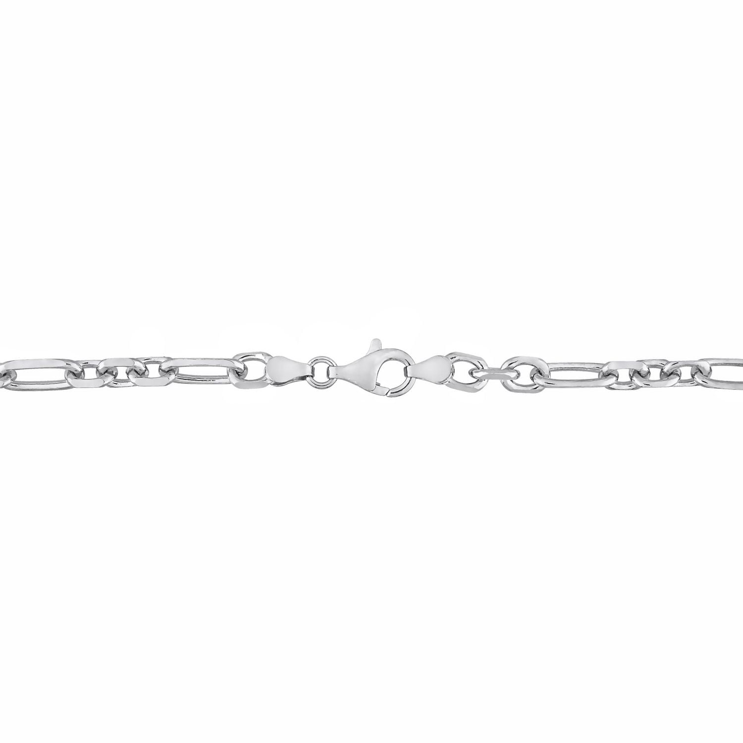 Miabella Sterling Silver Diamond Cut Figaro Men's Bracelet