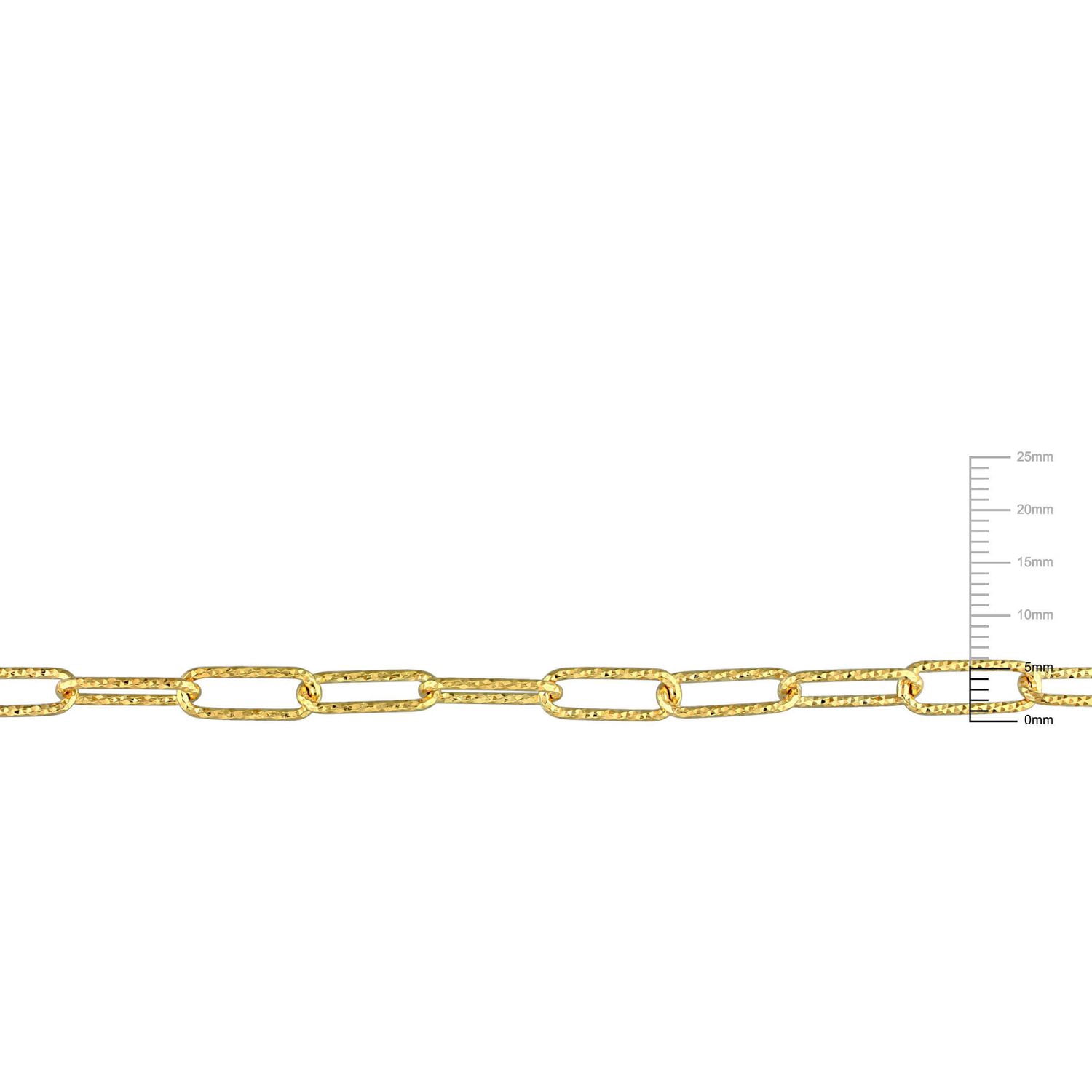Miabella 18K Yellow Gold Plated Sterling Silver Paperclip Necklace