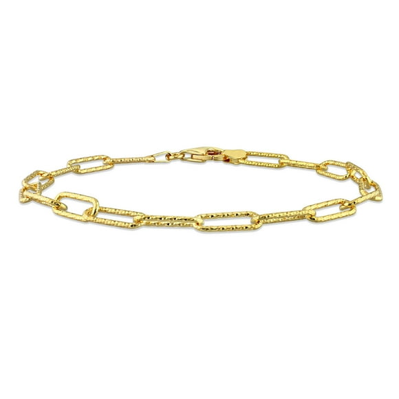 Miabella 18K Yellow Gold Plated Sterling Silver Paperclip Men's Bracelet