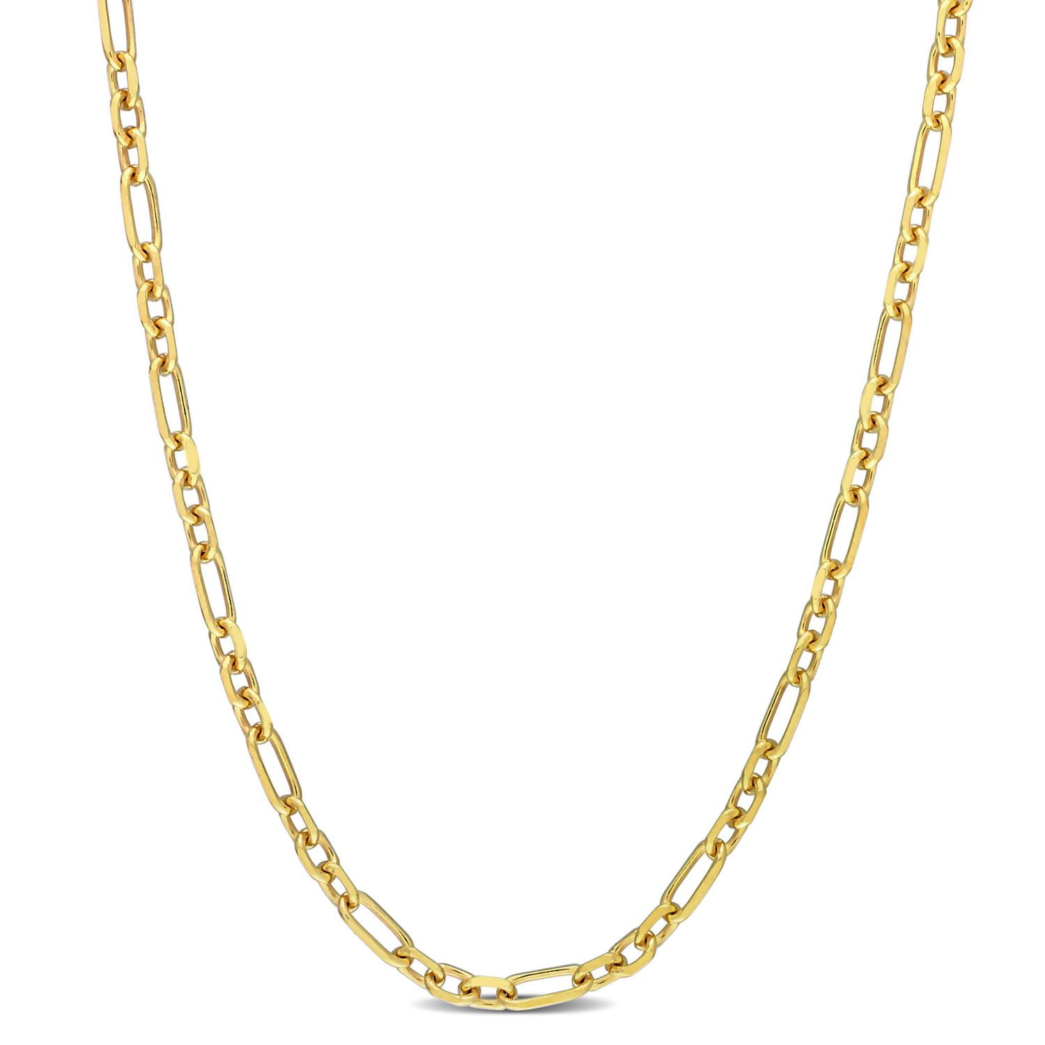 Miabella 18K Yellow Gold Plated Sterling Silver Diamond Cut Figaro Rolo Necklace