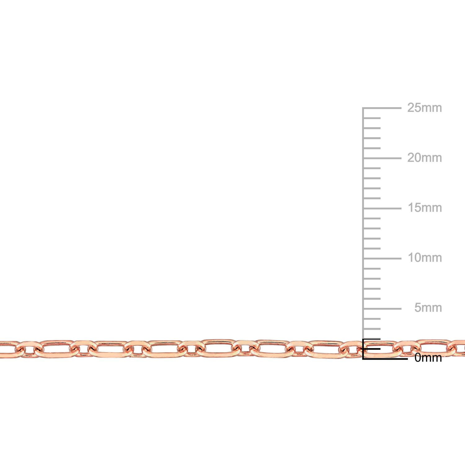 Collier en chaîne rolo figaro de coupe diamant de Miabella en argent sterling plaqué or rose 18K