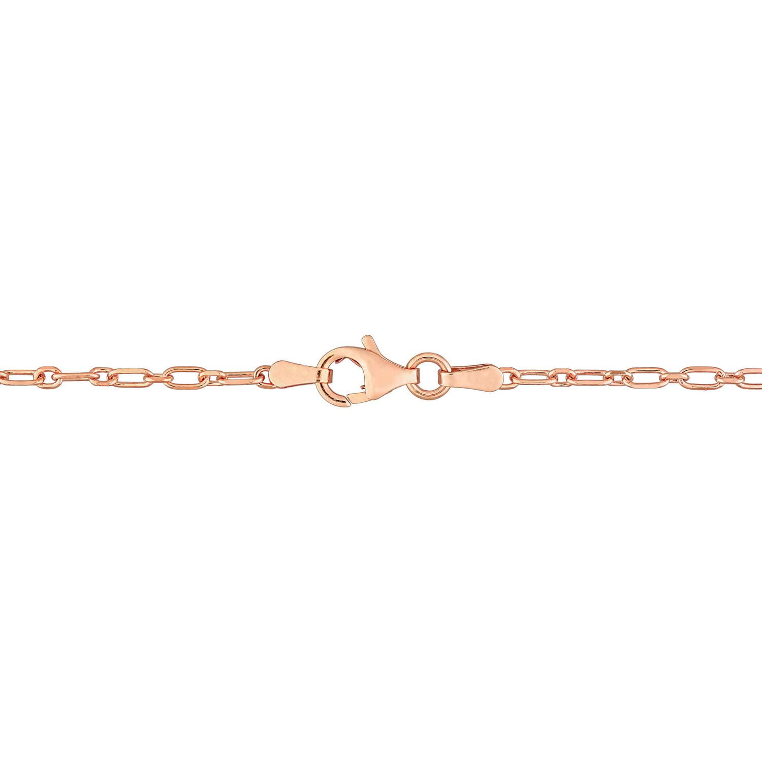 Collier en chaîne rolo figaro de coupe diamant de Miabella en argent sterling plaqué or rose 18K