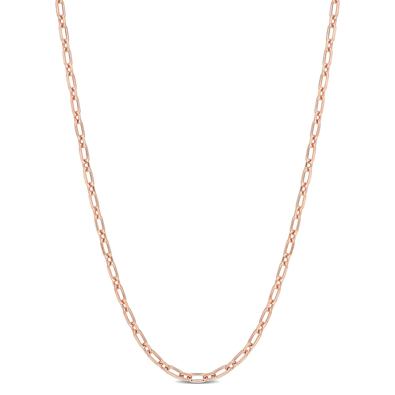 Collier en chaîne rolo figaro de coupe diamant de Miabella en argent sterling plaqué or rose 18K