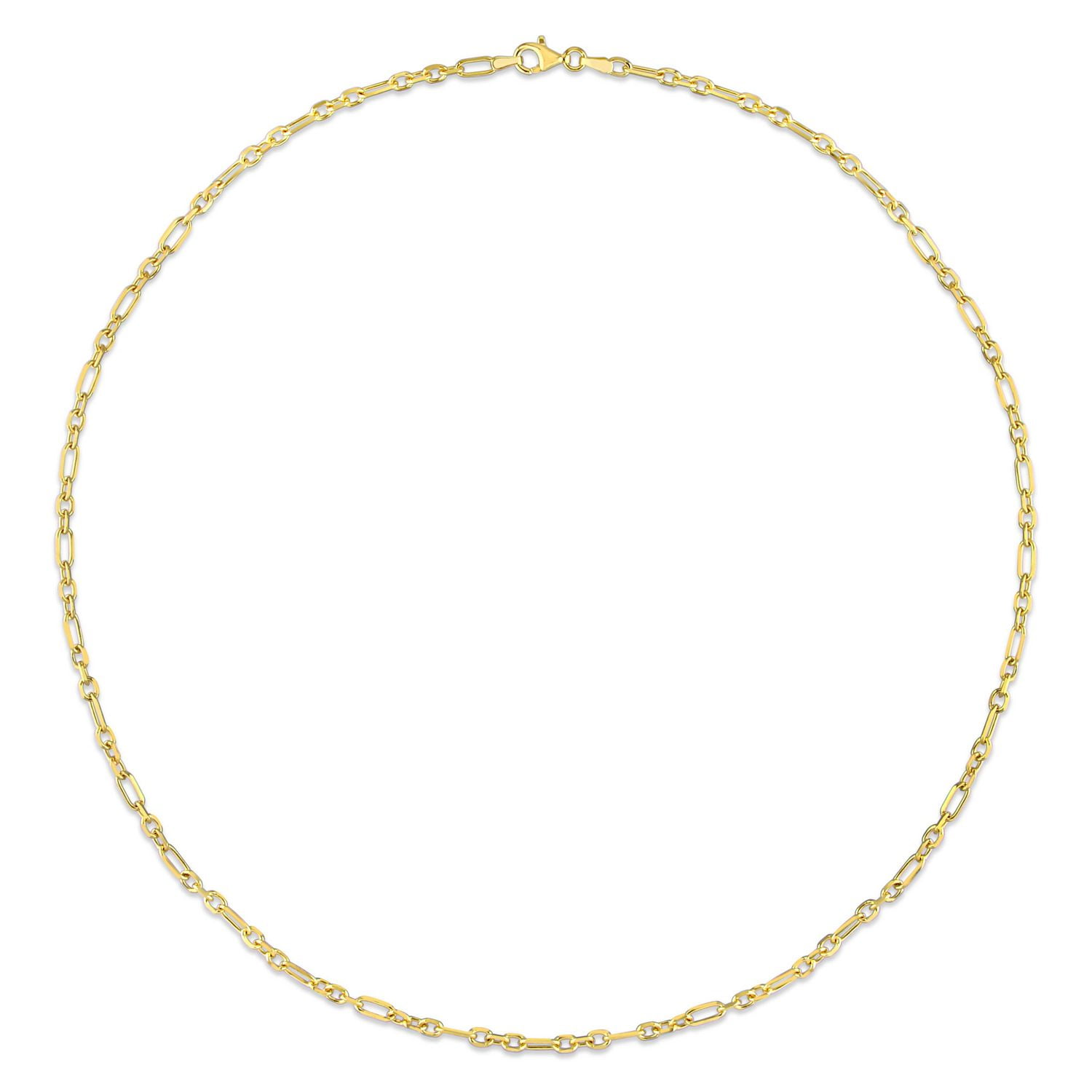 Miabella 18K Yellow Gold Plated Sterling Silver Diamond Cut Figaro Rolo Necklace