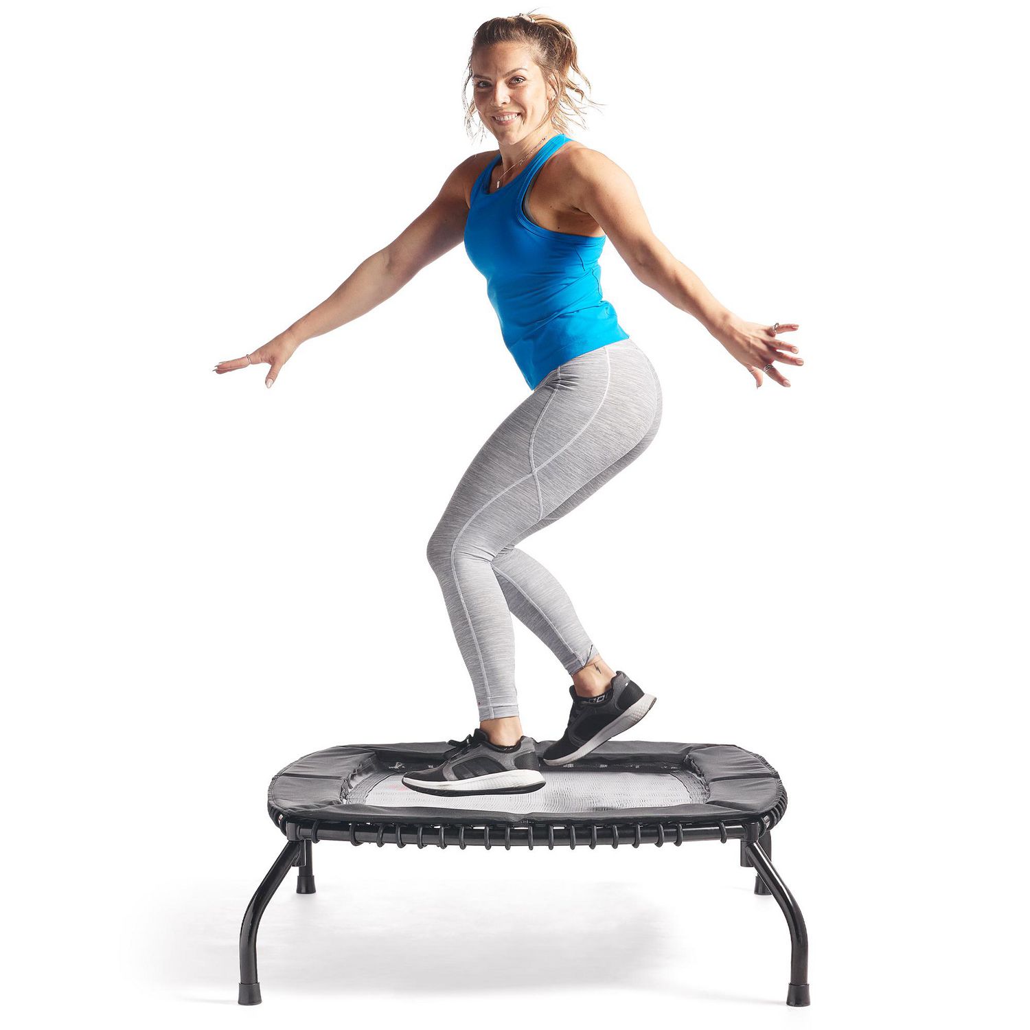 Mini trampoline de fitness sans ressort - Rebondisseur d'exercice  intérieur/extérieur de qualité supérieure avec élastiques réglables pour  des séances d'entraînement plus silencieuses et plus sûres 