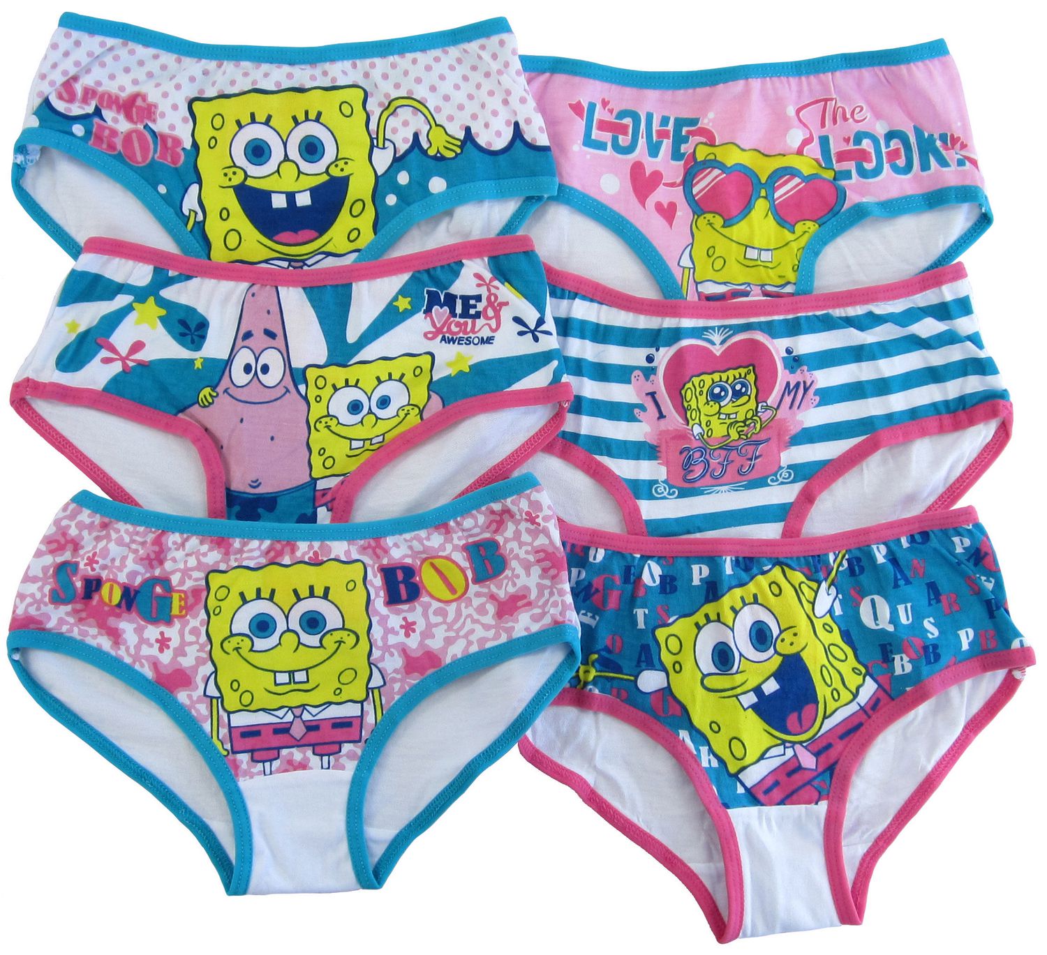 Spongebob Squarepants Nickelodeon Girls Sponge Bob 6 Pack Hipster Underwear Walmart Canada