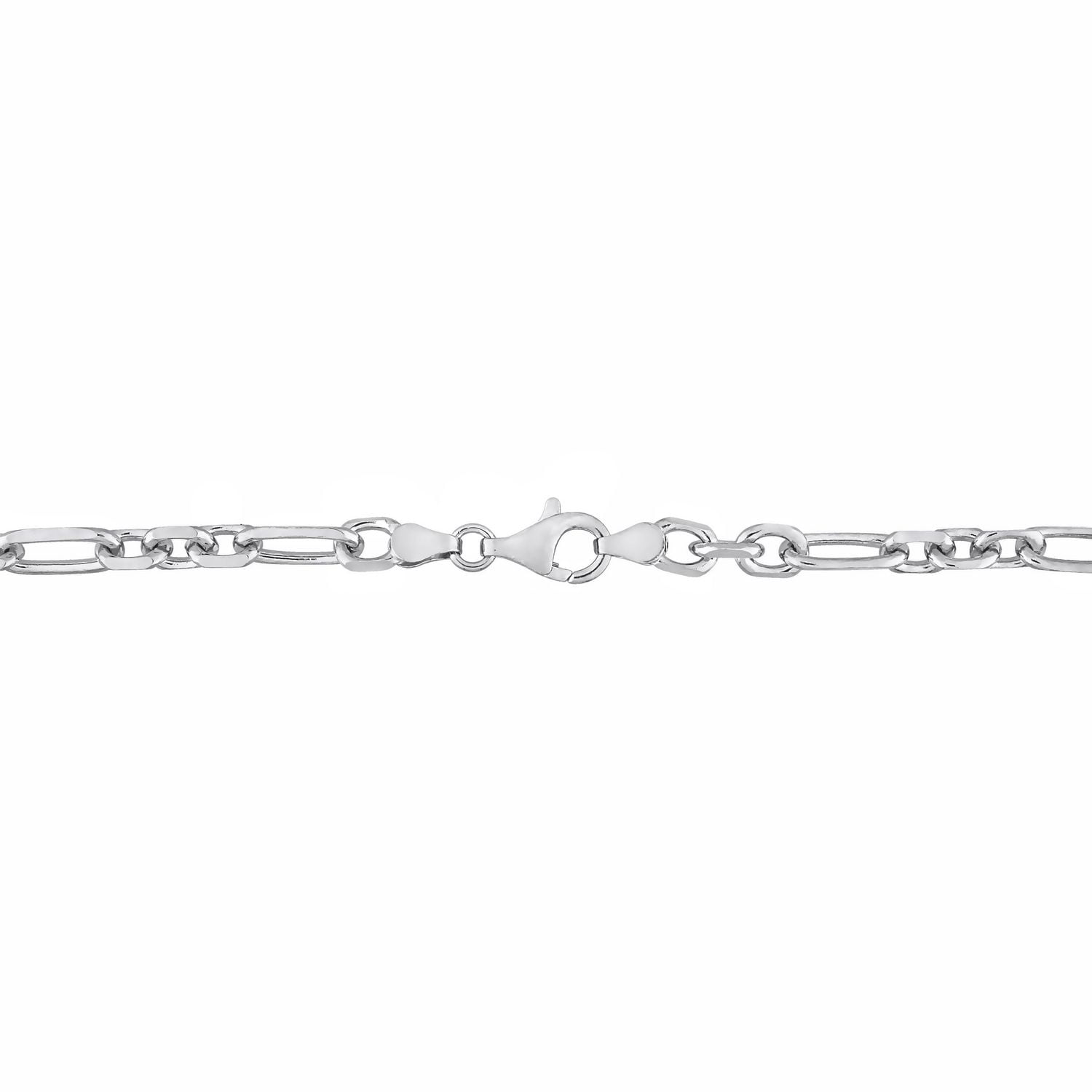 Miabella Sterling Silver Diamond Cut Figaro Rolo Necklace
