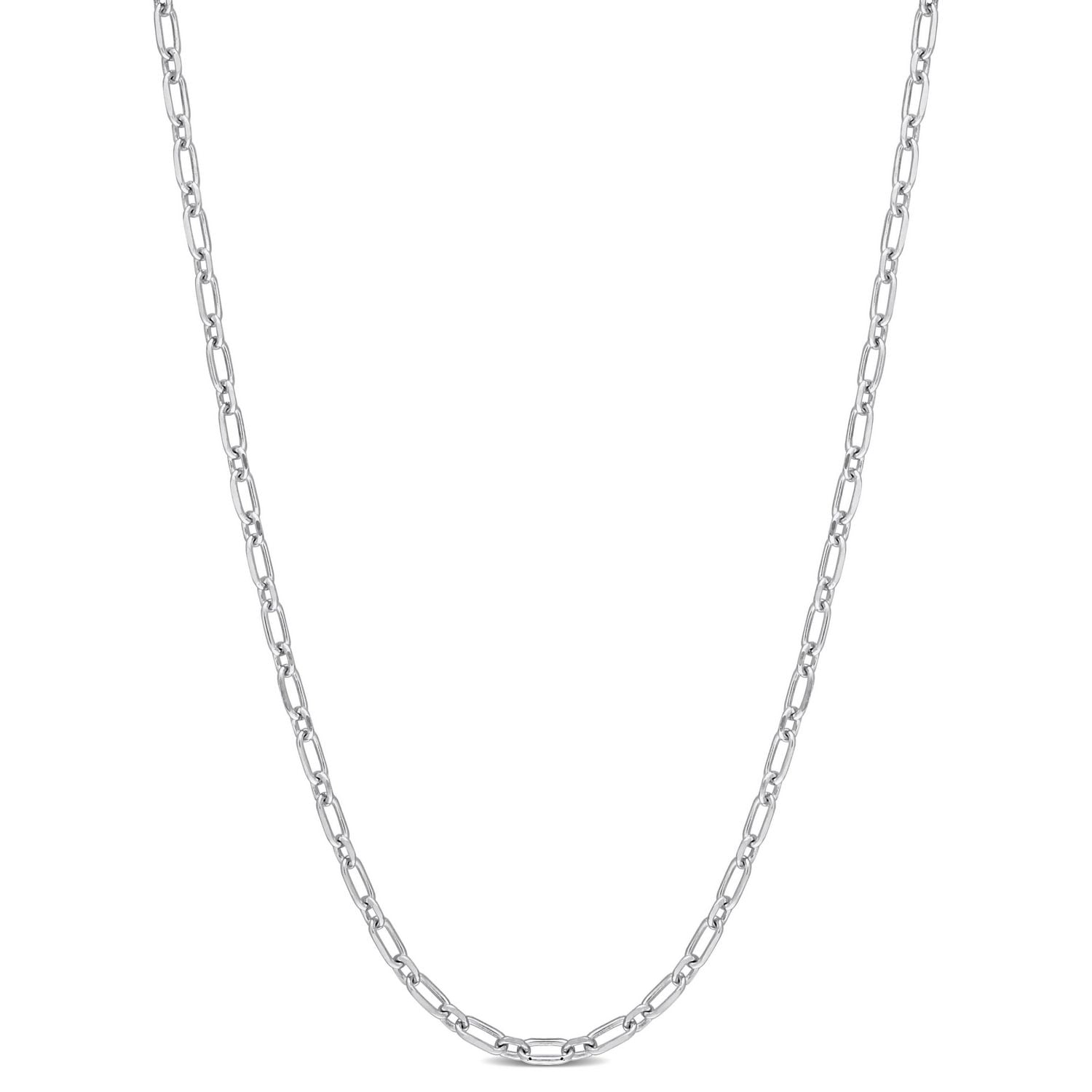 Collier en chaîne rolo figaro de coupe diamant de Miabella en argent sterling