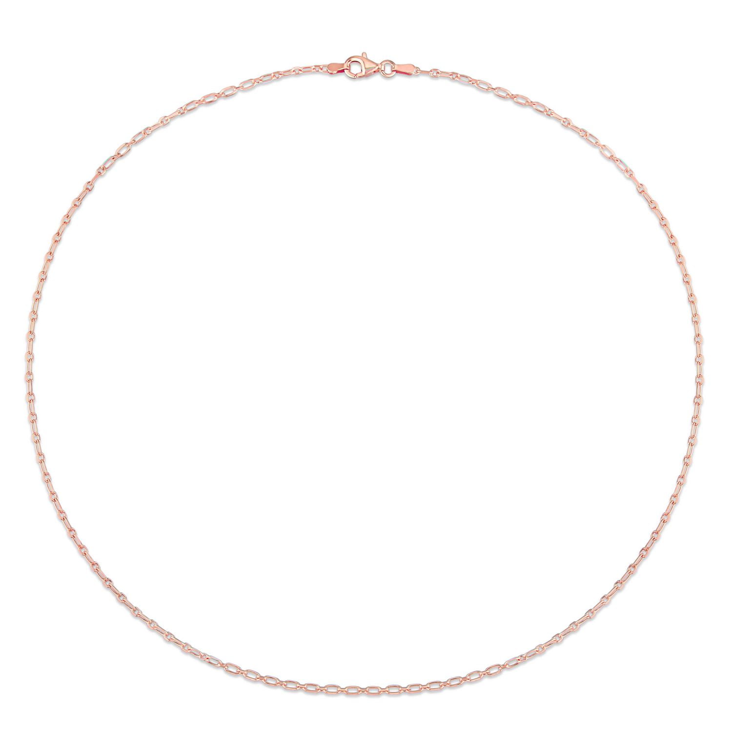Collier en chaîne rolo figaro de coupe diamant de Miabella en argent sterling plaqué or rose 18K