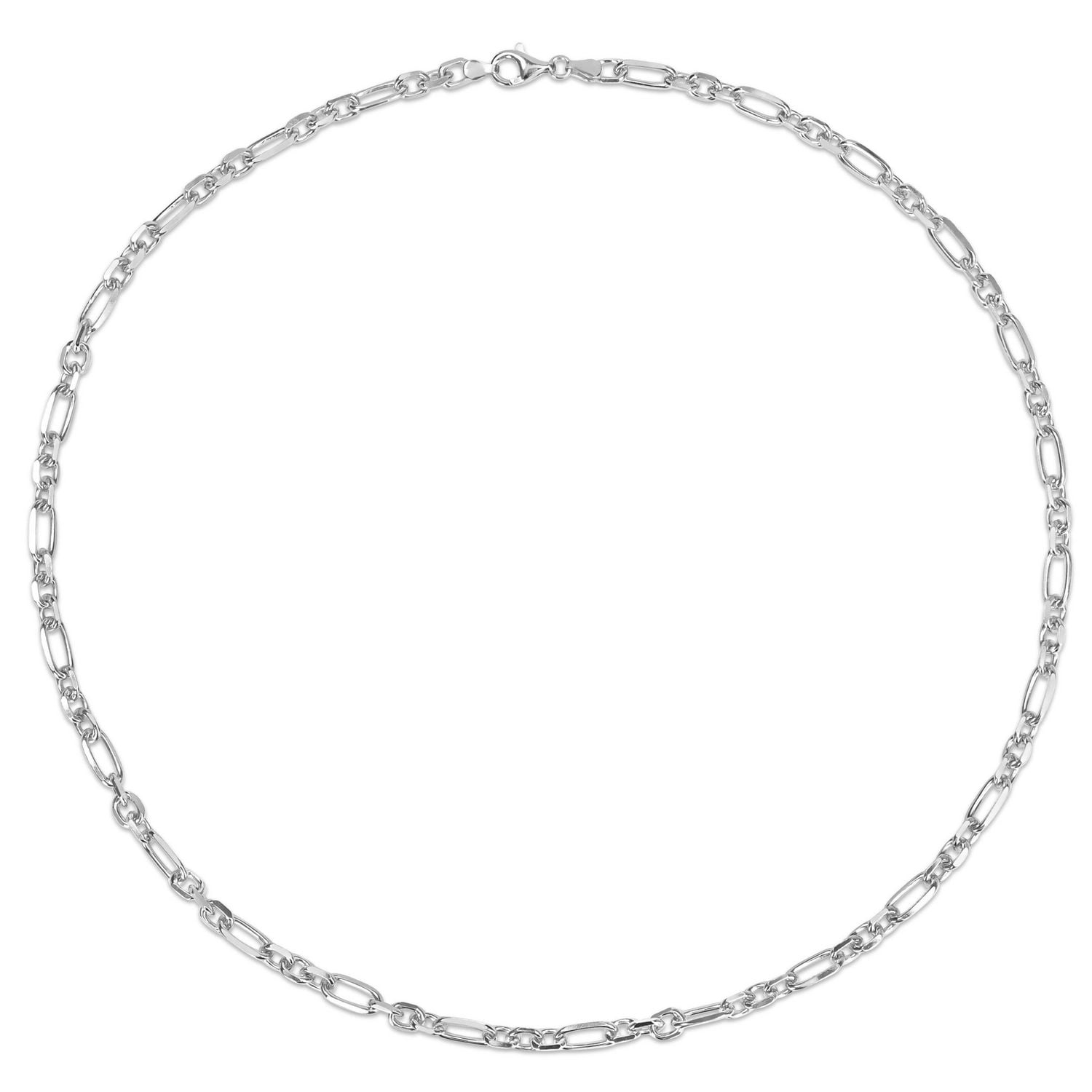 Miabella Sterling Silver Diamond Cut Figaro Rolo Necklace