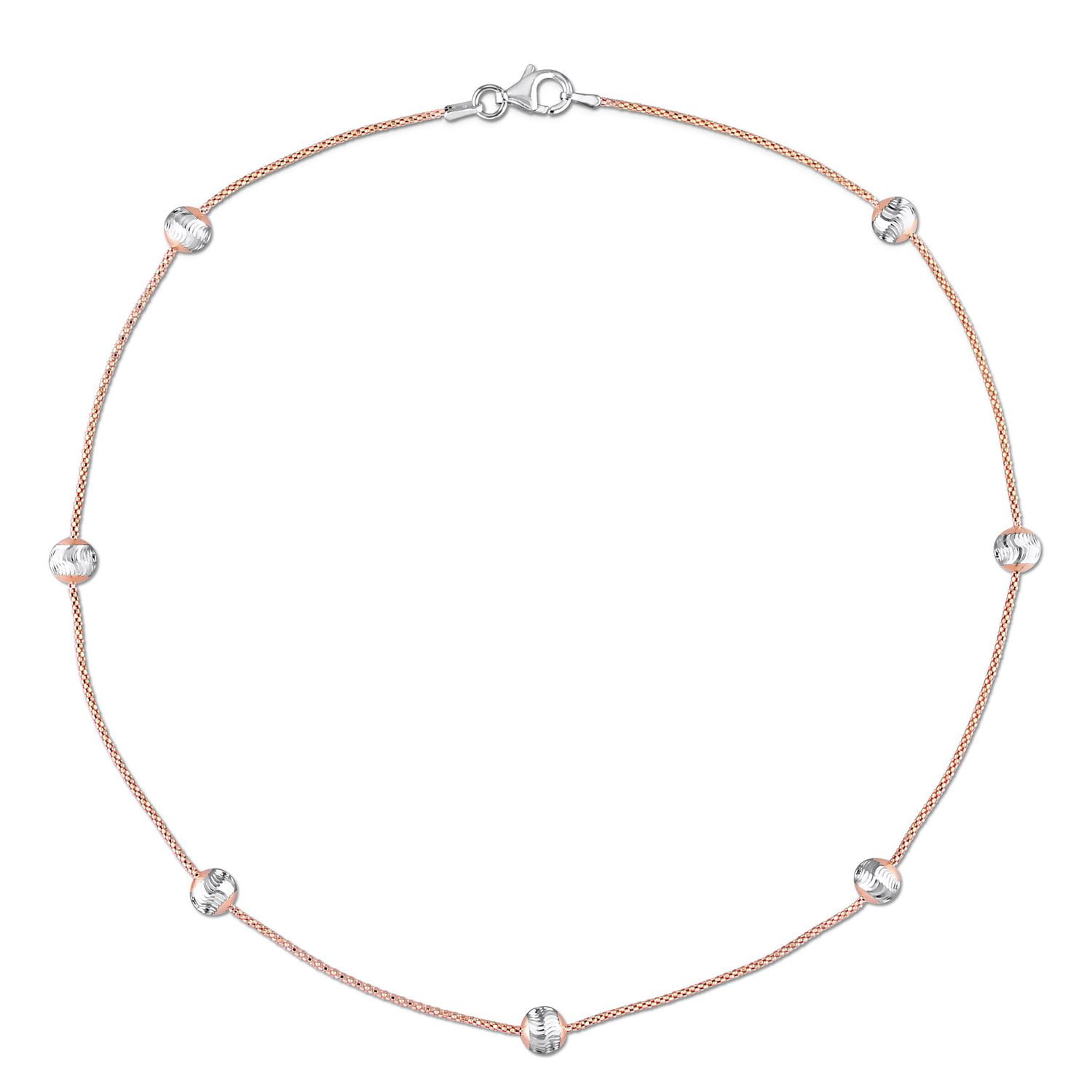 Miabella 18K Rose Gold Plated Sterling Silver Ball Chain Necklace