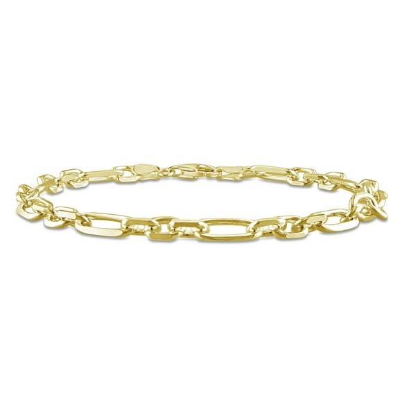 Bracelet de cheville figaro de coupe diamant de Miabella en argent sterling plaqué or jaune 18K