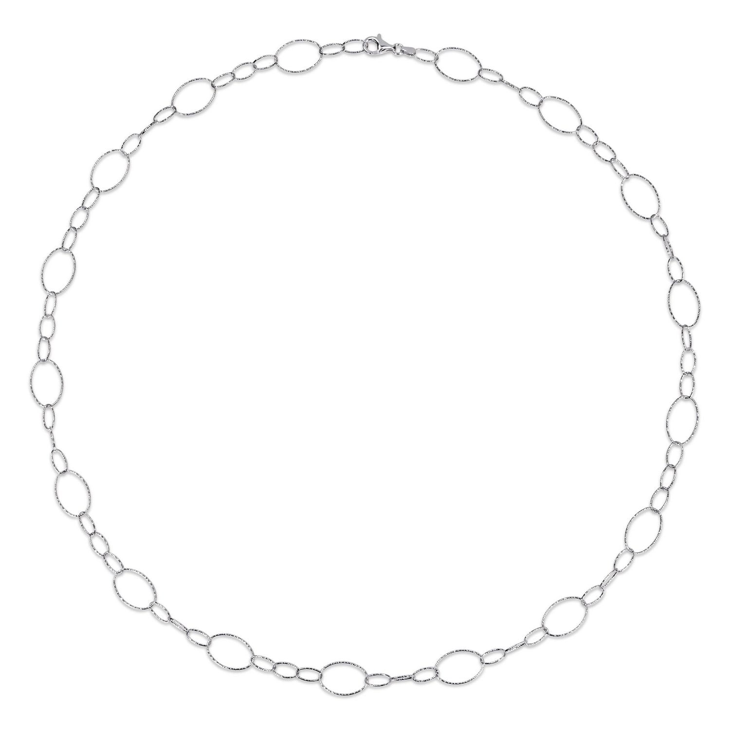 Miabella Sterling Silver Oval Link Chain Necklace