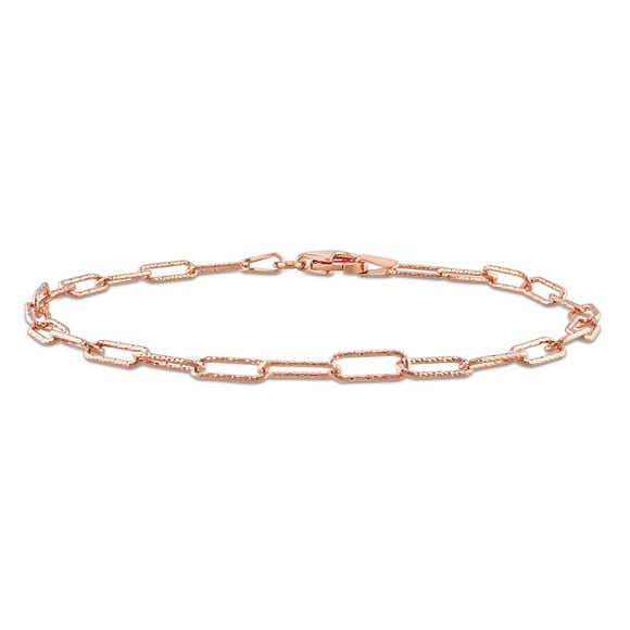 Miabella 18K Rose Gold Plated Sterling Silver Paperclip Bracelet