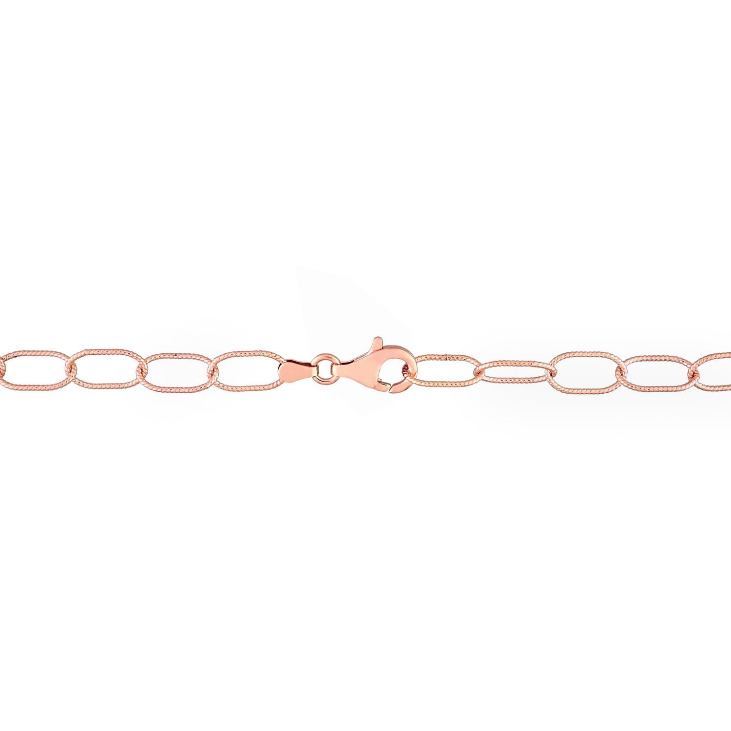 Miabella 18K Rose Gold Plated Sterling Silver Twisted Rolo Chain Bracelet