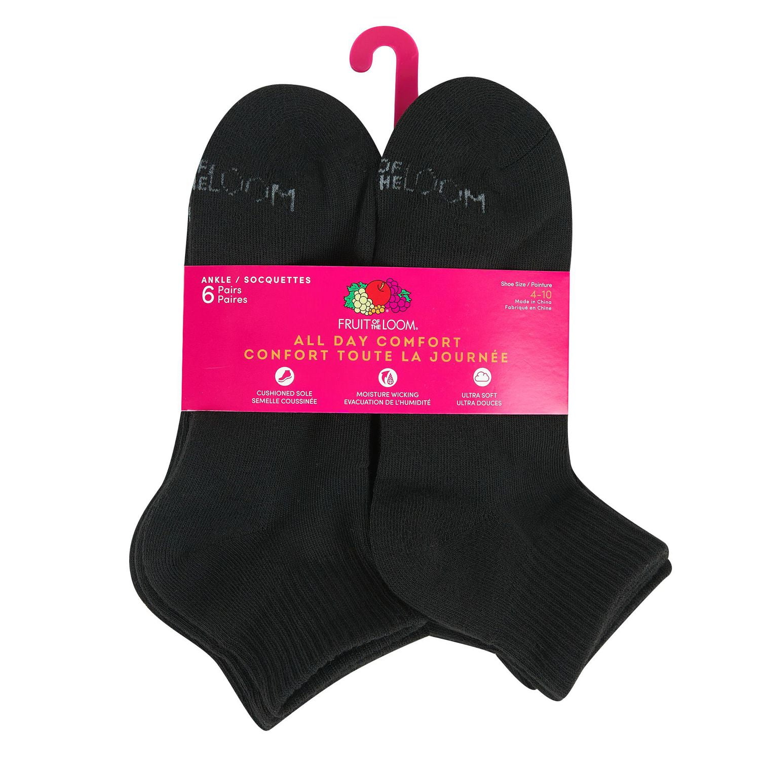 Fruit of the Loom All Day Comfort Ankle Socks (6-pack
