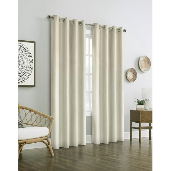 Vada, panneau de rideau à oeillets texturé, 100% occultant 52" x 95", blanc cassé
