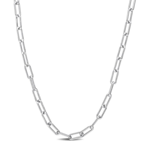 Miabella Sterling Silver Oval Link Paperclip Necklace