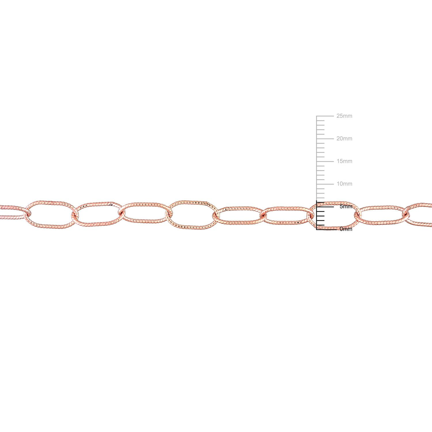 Miabella 18K Rose Gold Plated Sterling Silver Twisted Rolo Chain Bracelet