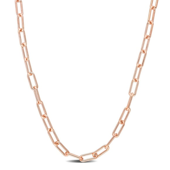 Miabella 18K Rose Gold Plated Sterling Silver Paperclip Necklace