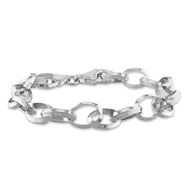 Miabella Sterling Silver Rolo Chain Bracelet
