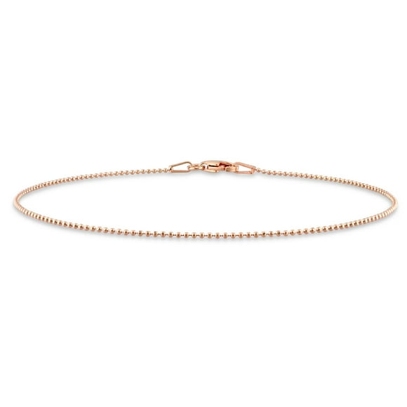 Bracelet de cheville en chaîne à bille de Miabella en argent sterling plaqué or rose 18K