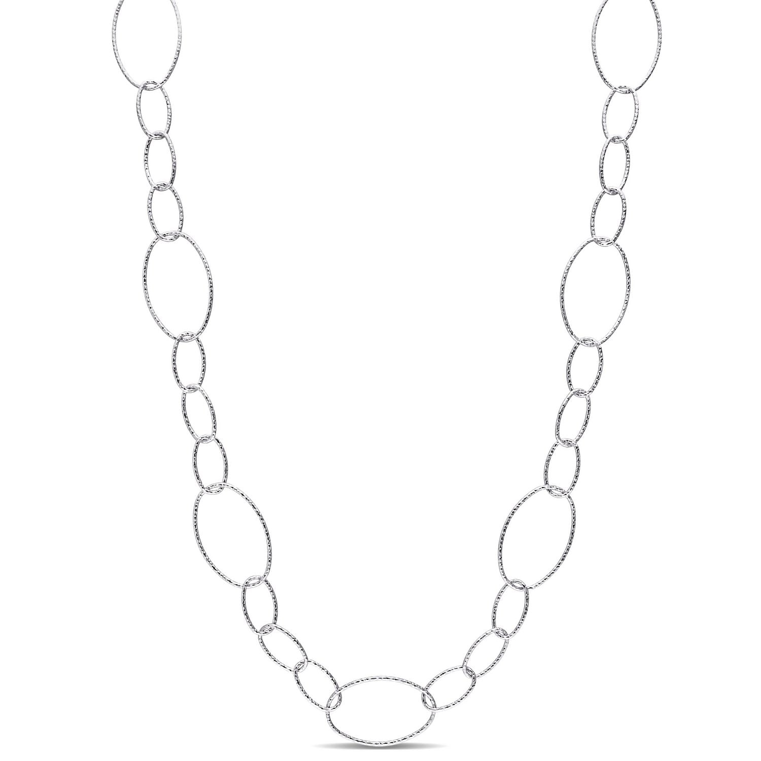 Miabella Sterling Silver Oval Link Chain Necklace