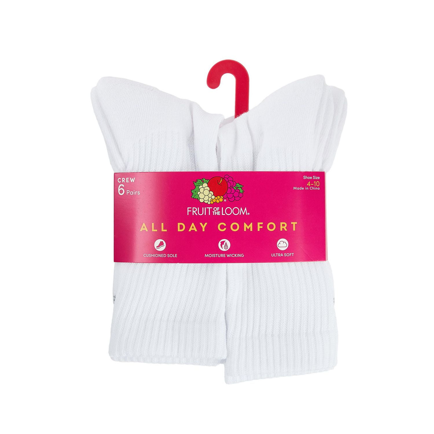 Chaussettes mi-mollet Fruit of the Loom All Day Comfort (paquet de 6) Les chaussettes mi-mollet All Day Comfort pour femmes de Fruit of the Loom sont conçues pour une douceur extrême et un ajustement plus confortable de la salle de sport à la vie quotidienne.
