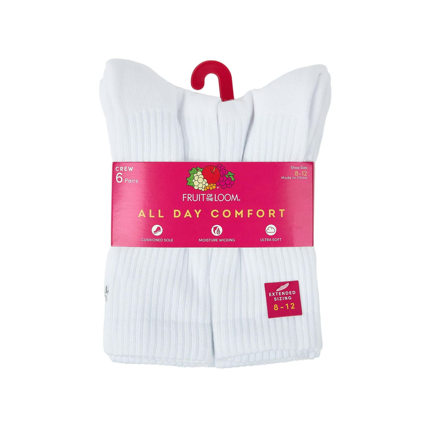 Chaussettes mi-mollet Fruit of the Loom All Day Comfort (paquet de 6) Les chaussettes mi-mollet All Day Comfort pour femmes de Fruit of the Loom sont conçues pour une douceur extrême et un ajustement plus confortable de la salle de sport à la vie quotidienne.