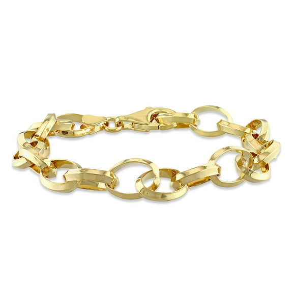 Miabella 18K Yellow Gold Plated Sterling Silver Rolo Chain Bracelet