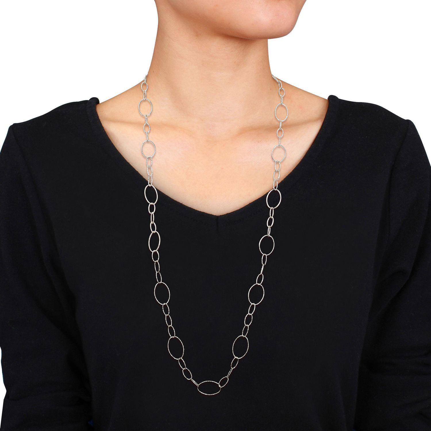 Miabella Sterling Silver Oval Link Chain Necklace