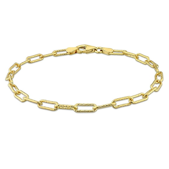 Bracelet en forme de trombone de Miabella en argent sterling plaqué or jaune 18K