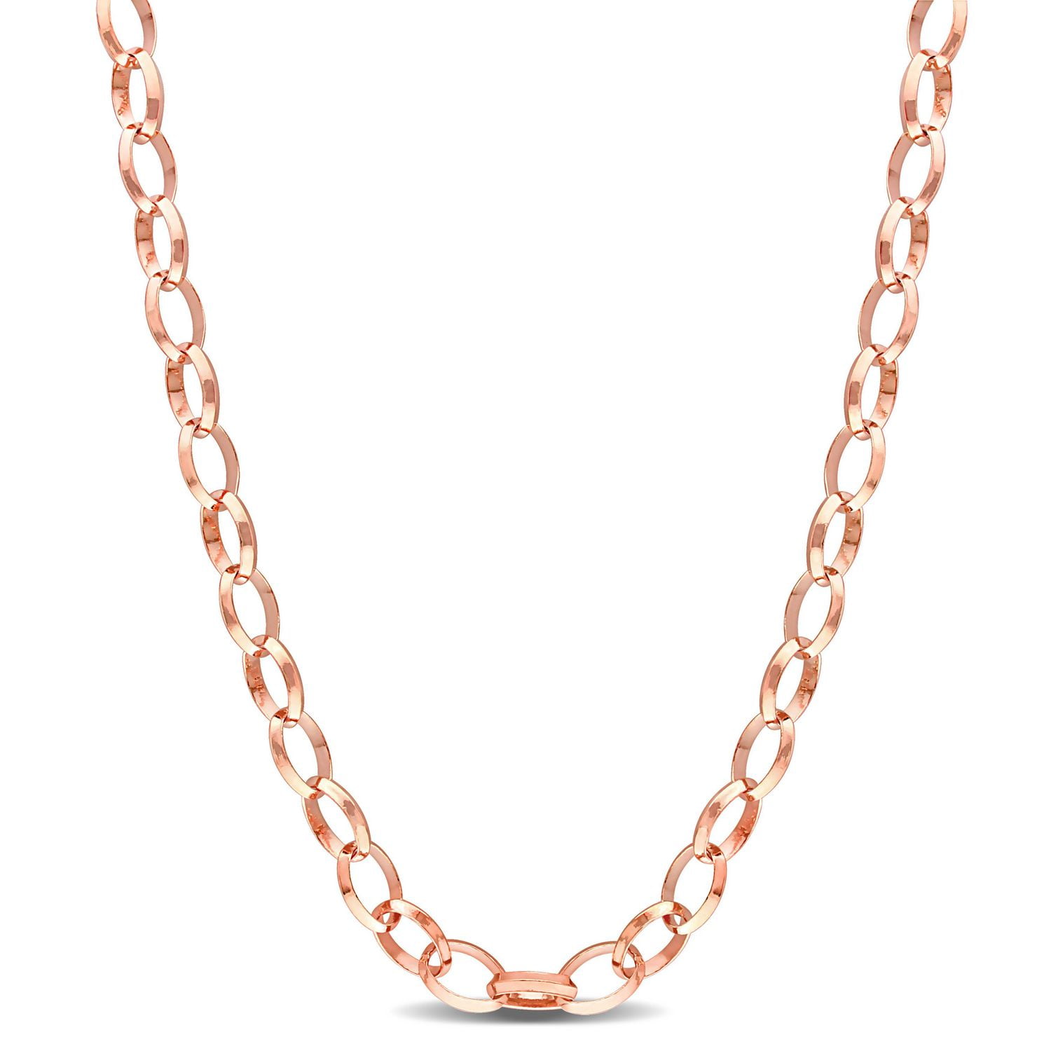 Miabella 18K Rose Gold Plated Sterling Silver Rolo Necklace