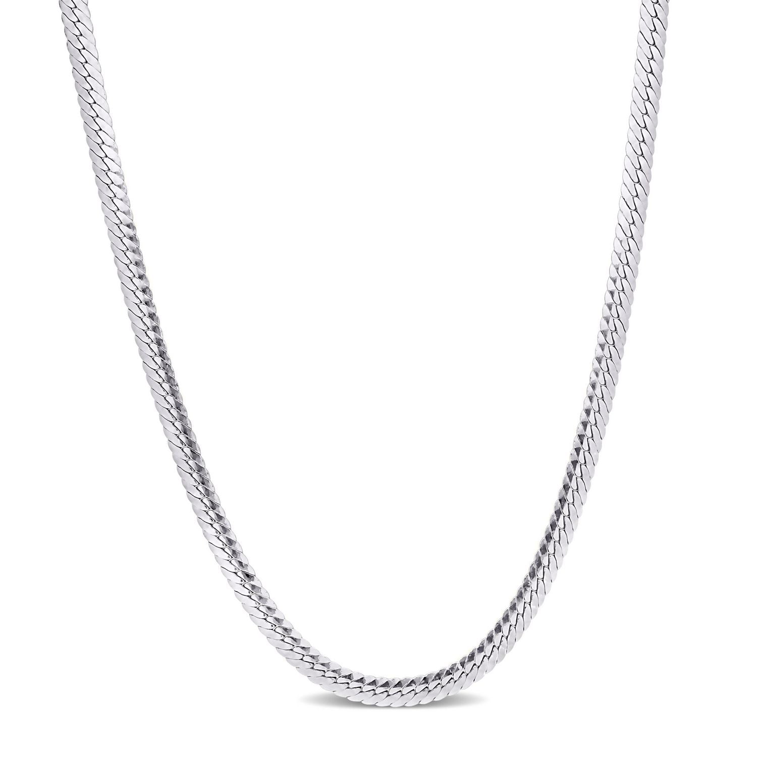 Miabella Sterling Silver Herringbone Chain Necklace