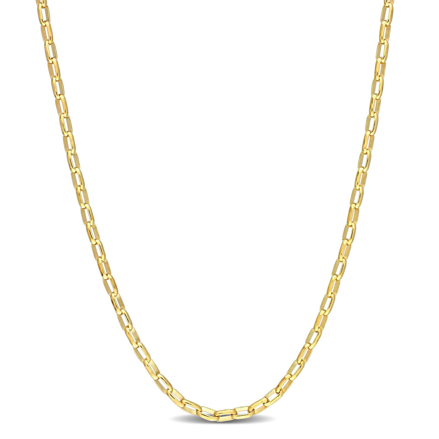 Miabella 18K Yellow Gold Plated Sterling Silver Fancy Rectangular Rolo Chain Necklace
