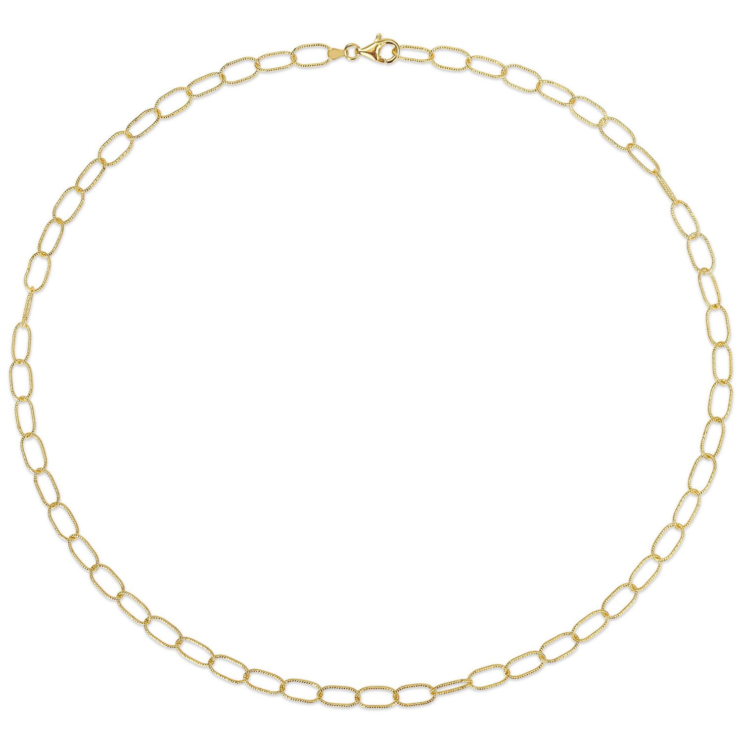 Miabella 18K Yellow Gold Plated Sterling Silver Twisted Rolo Chain Necklace