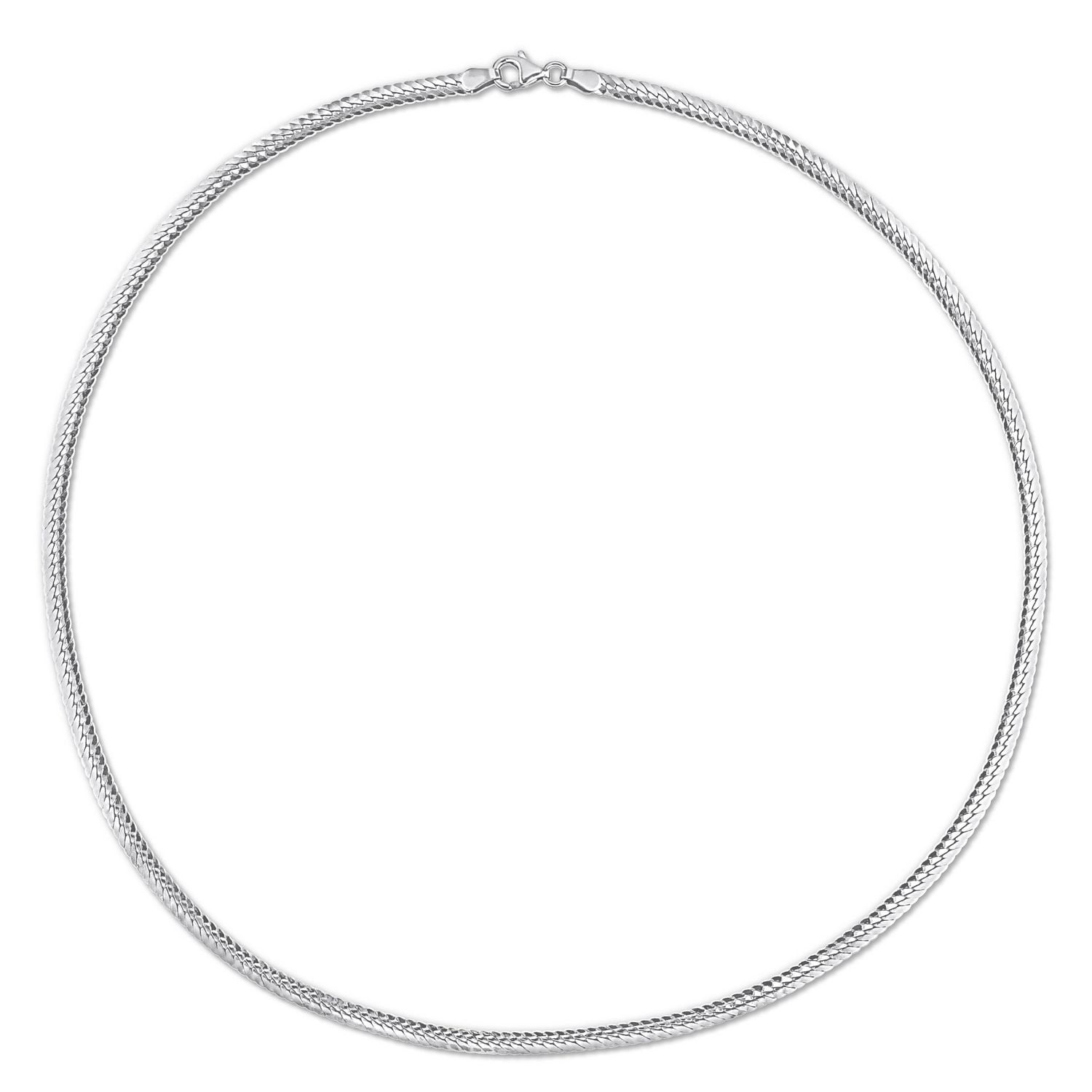 Miabella Sterling Silver Herringbone Chain Necklace