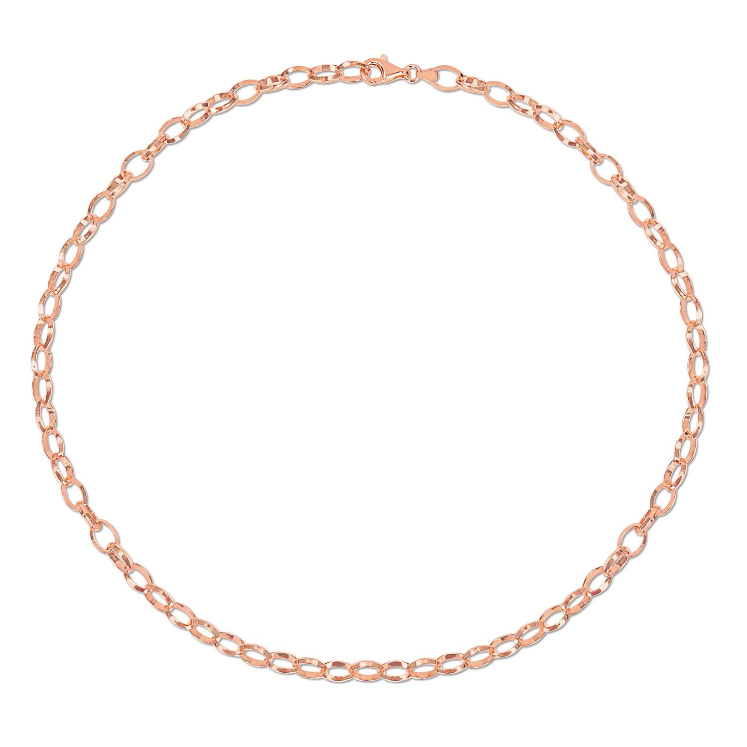 Miabella 18K Rose Gold Plated Sterling Silver Rolo Necklace