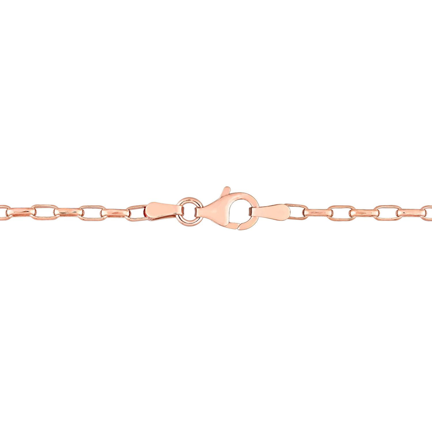 Collier en chaîne à bille ovale de Miabella en argent sterling plaqué or rose 18K