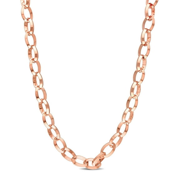 Miabella 18K Rose Gold Plated Sterling Silver Rolo Necklace