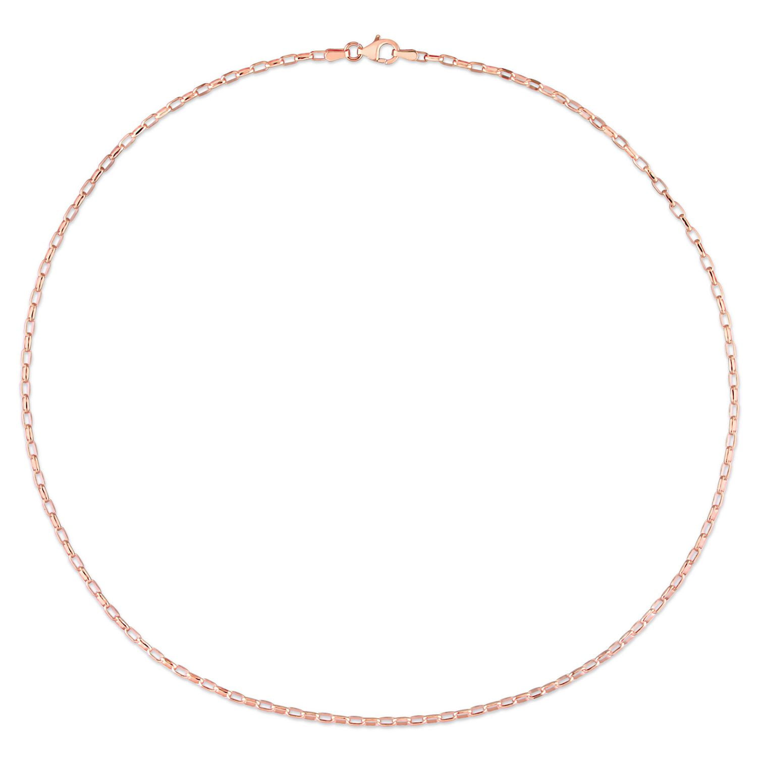 Miabella 18K Rose Gold Plated Sterling Silver Fancy Rectangular Rolo Chain Necklace